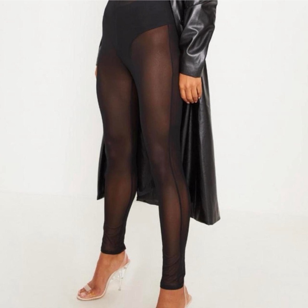 PrettyLittleThing Black Sheer Leggings